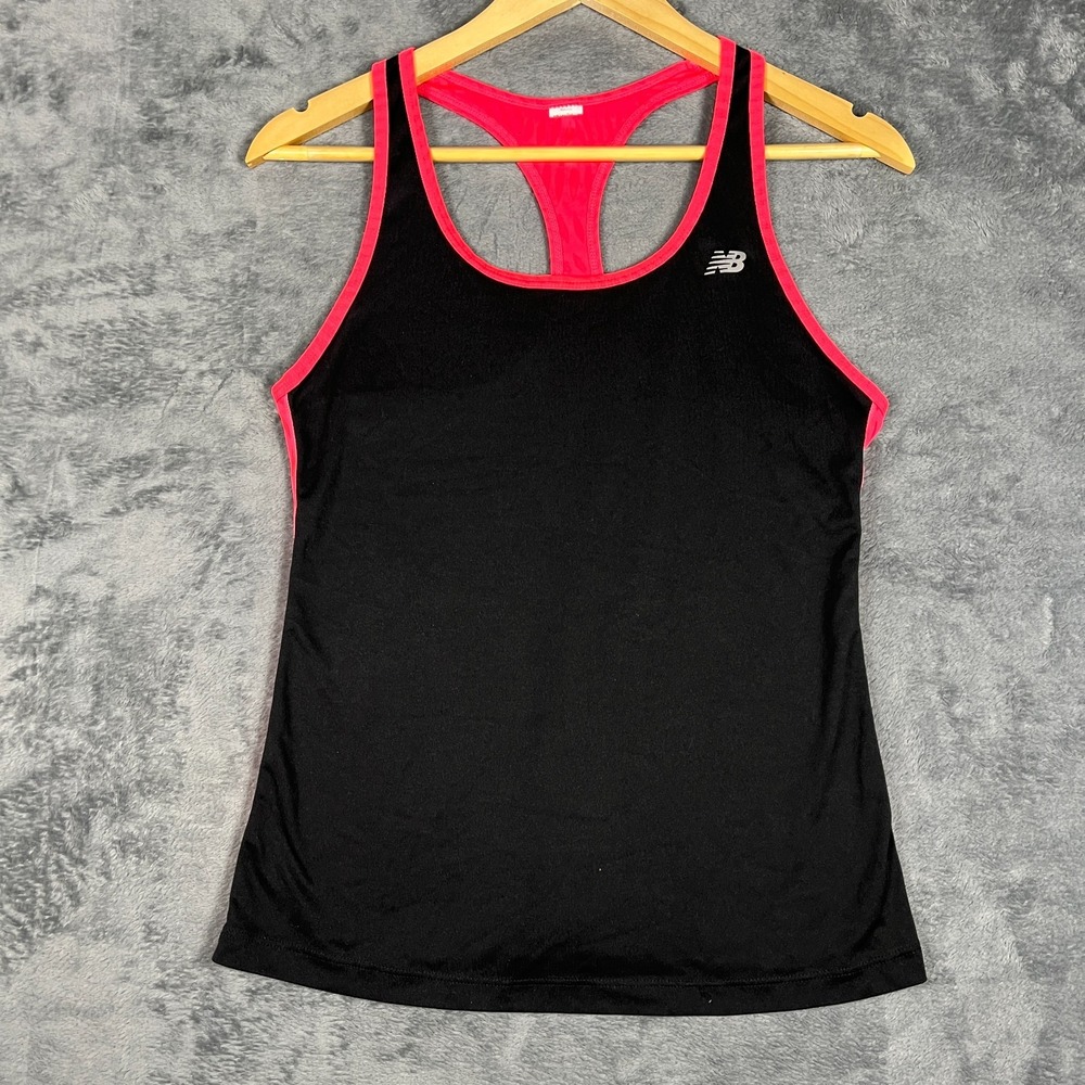 New Balance Tank Top Womens Small Black Pink Racerback Wide Strap Athleisure
